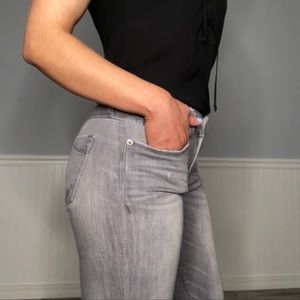 Express Mid Rise Light Wash Grey Jeans